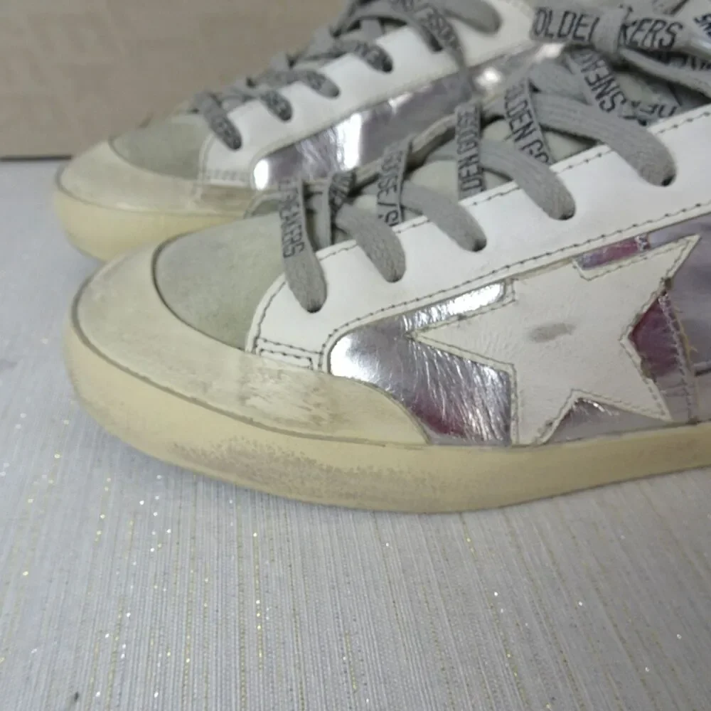 Golden Goose Sneakers Super Star Penstar Silver White Leather Women 36